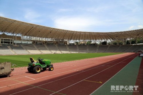 Respublika stadionu yaşıllaşdı - FOTOLAR