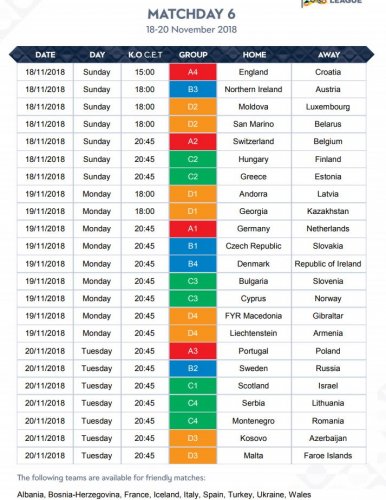 UEFA Millətlər Liqası - TAM TƏQVİM