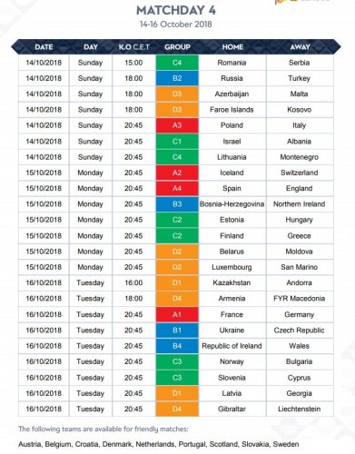 UEFA Millətlər Liqası - TAM TƏQVİM