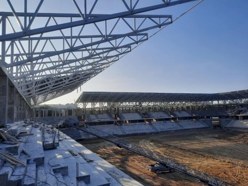 Sumqayıt stadionunda işlər sürətlənib - FOTOLAR