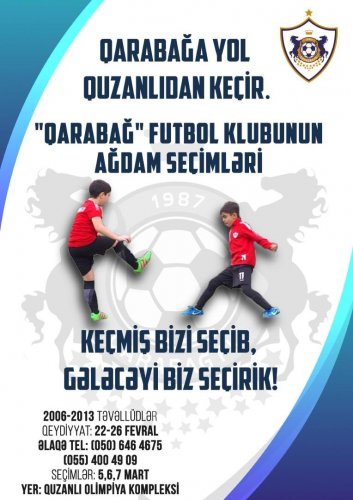 "Qarabağ" Ağdamda futbolçu seçimlərinə başladı