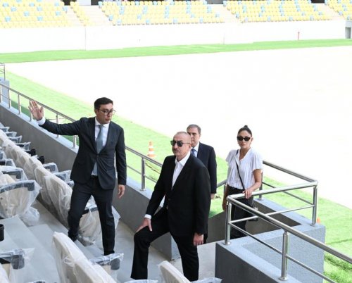 Prezident və xanımı Gəncə stadionunda - FOTOLAR