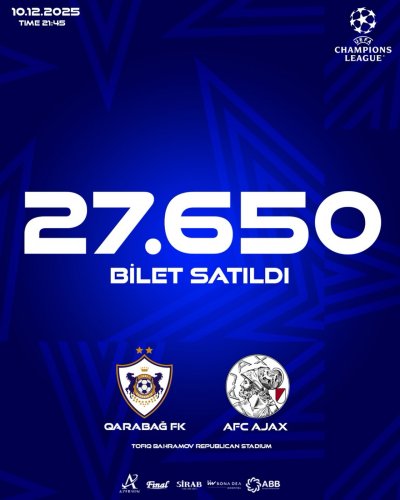 "Qarabağ" - "Ayaks" oyununa satılan bilet sayı açıqlandı