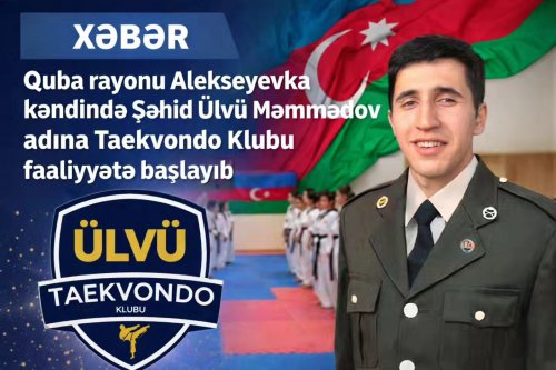 Qubada Şəhidin adına taekvondo klubu fəaliyyətə başladı Qubada Şəhidin adına taekvondo klubu fəaliyyətə başladı