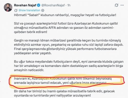 Rövşən Nəcəfdən inanılmaz təbrik - FOTO